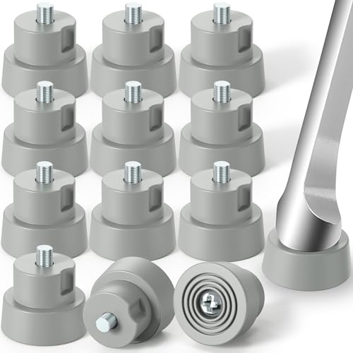 Ancable 12-Pack Door Stopper Replacement Tips, Heavy Duty Kickdown Door Stop Tips Repair Set, Ribbed Rubber Foot, Grey - style: G-12Pc-D