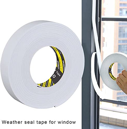 Single-Sided Adhesive EVA Foam Tape 1in x16.4FT,White Foam Weather Stripping,Door Seal & Window Insulation Tape,Waterproof Sound Proof Seal Strip for Doors,Windows,Garage Door & Gap Sealing - size: 1in x16.4FT