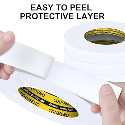 2 Pack Single-Sided Adhesive White Foam Tape, Single-Sided Sealing Strip Foam Pad Sponge Tape Window Weatherproof, Self-Adhesive Insulation Sealing Tape (White) 0.98inX16.4FT - size: 0.98inX16.4FTX2PACK