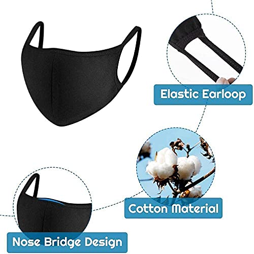 GALAXYLENSE 5 Packs Cotton Washable,Reusable Black Face Mask, Mouth Cover Breathable For Personal Care Protection - color: 4 Packs Black ...