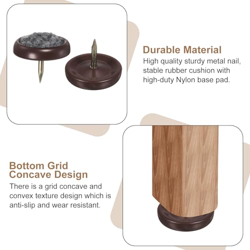 uxcell 16 Pcs Furniture Glides Sliders, 1.02" Plastic Round Chair Sliders Glides, Furniture Movers Pads for Chair Leg Floor Protectors, Brown - size: 26mm