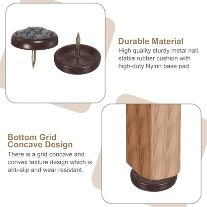 uxcell 16 Pcs Furniture Glides Sliders, 1.02" Plastic Round Chair Sliders Glides, Furniture Movers Pads for Chair Leg Floor Protectors, Brown - size: 26mm