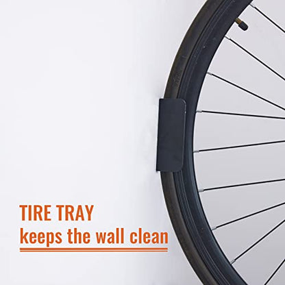Wallmaster Bike Storage Rack for Garage, Wall Mount Bicycles Hanger with Tire Tray, 2-Pack Bike Storage System Vertical Bike Hooks - size: 2Pack-Tire Tray