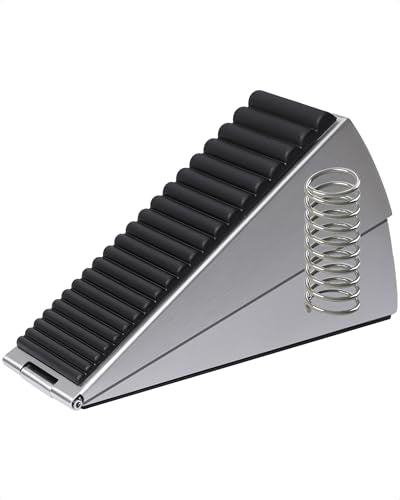 Large Door Stopper - Metal Door Wedge, Tall Door Stopper, Spring Rubber for Extra Strong Grip (Silver, 1 Pack)