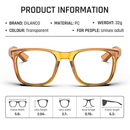 DILANCO Clear Safety Glasses Goggles With Side Shields for Women Men,Fog & Scratch-Resistant Complete UV Protection Eyewear - color: Orange