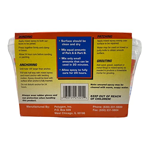 Polygem LCR Crack Sealer and Paste for Concrete Wall Leak Repair - High Strength 2 Component System Works on Concrete, Wood, Fiberglass, Metal, Plastic, Glass, and More