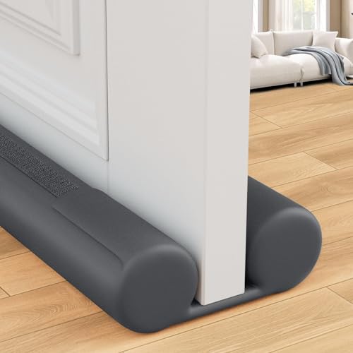 Under Door Draft Stopper for Bottom of Door, Weather Stripping Door Seal, Covers Gap Up to 2.36", Adjustable Door Sweep for Interior Doors and Exterior Cold Air, Noise, Dust, Light (Gray) - color: Gray, size: 38 Inch