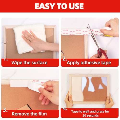 3M Double Sided Tape Heavy Duty, 2" x 9.85FT Removable Mounting Tape for Wall, Extra Strong Foam Tape, Picture Hanging Adhesive Strips Waterproof for Cars, Walls, Home, Office Décor - size: 2in x 9.85ft