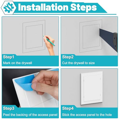 Self-Adhesive Access Panel, 4-7/8" x 7" Heavy-Duty ABS Plastic Wall Access Panel, Wall Hole Cover for Plumbing, Electrical Cables, Wiring, Easy to Install Wall Panels, White