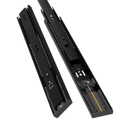 1 Pair Soft Close Drawer Slides Rails 12 14 16 18 20 22 24 Inch 100 lb Load Capacity Side Mount Full Extension Cabinet Runner Self Slow Closing Ball Bearing Metal Dresser Black， 20 inch - color: Soft Close, size: 20 Inch