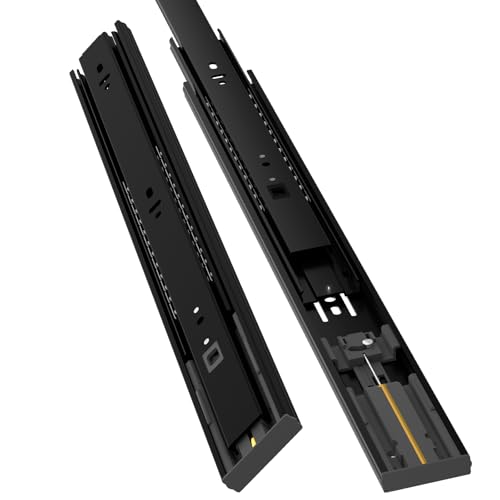 1 Pair Soft Close Drawer Slides Rails 12 14 16 18 20 22 24 Inch 100 lb Load Capacity Side Mount Full Extension Cabinet Runner Self Slow Closing Ball Bearing Metal Dresser Black， 20 inch - color: Soft Close, size: 20 Inch