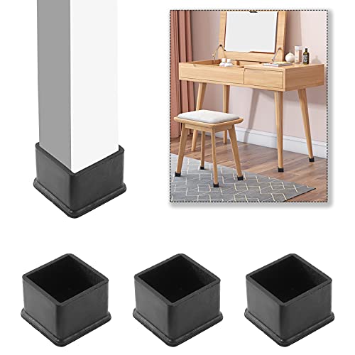Uenhoy 8 Pcs Square Chair Leg Caps Anti-Slip Rubber Chair Tips Black Table Chair Leg Floor Protectors 1-1/2" x 1-1/2" (38mm x 38mm)