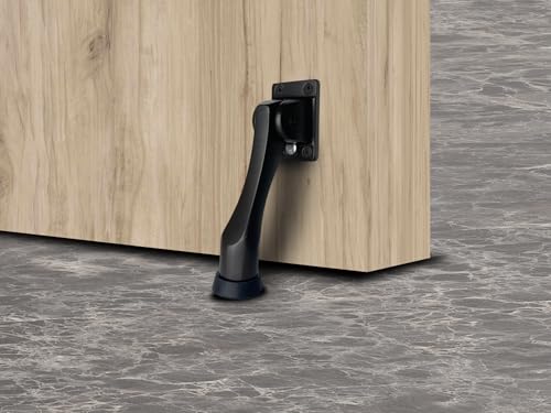 QCAA Solid Brass Drop Down Door Stop, 4", Matte Black, 1 Pack - color: Matte Black, size: 1 Pack