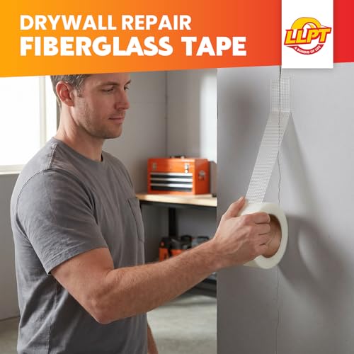 LLPT Drywall Repair Fiberglass Tape 6” x 100 Feet Industrial Grade Extra Strength Fiber Mesh Heavy Duty Self Adhesive for Seam Patch Wall Crack Seam Repair Color White (DRF610) - size: 6” x 100Ft