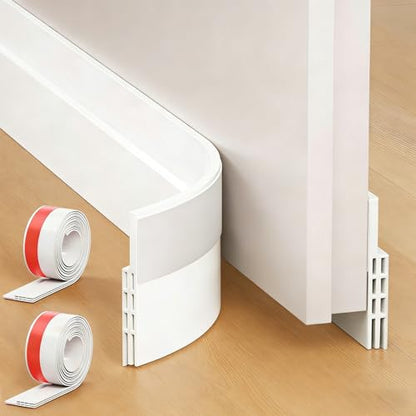 2 Pack Door Draft Stopper (2" W x 39" L), Multi-Use Under Door Sweep & Window Draft Blocker, Weather Stripping for Garage/Interior/Exterior Doors, Dust/Noise, Reusable & Trimmable(White)