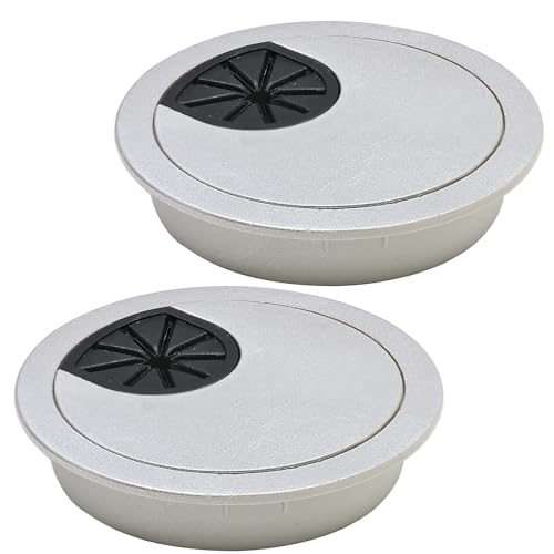 Desk Grommet 2-3/8" (60 mm), Desk Cord Hole Cover, Cable Grommet ABS Plastic, Desk Hole Grommet for Office and Home Table Cable, Detachable Cable Cord Organizer (Silver Sand 2 Pcs) - size: 2-3/8" (60 mm), style: 2 pcs Silver Sand