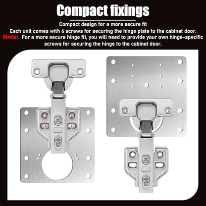 20 PCS Upgraded Cabinet Hinge Repair Plate Kit, Stainless Steel Hinge Repair Brackets Kit, Metal Hinges Repairs Fixing Plates with Screw for Kitchen Cupboard Door Locker Cabinet Door