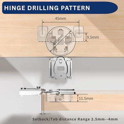 Burks Hinges 4 Pack 1/2'' Overlay Soft Close Hinges for Kitchen Cabinets - Stainless Steel, Anti-Rust, Self Closing Concealed Hinges, Installation Instruction and Screws Included - size: 1/2'' Overlay