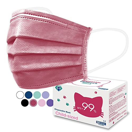 Medtecs Kids Face Mask Disposable - 2 Sizes Option (Child/Youth) 50 PCs - Comfy 3-Ply Breathable Children Masks, the Better & Safer Choice - Child | Cherry Blossom - color: 04. Cherry Blossom, size: Child - 50 Pc