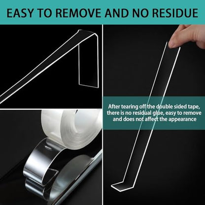 Double Sided Tape Heavy Duty - Nano Removable Adhesive Mounting Tape Wall Decor, Clear Sticky Picture Hanging Transparent WallTapes Strips for Poster Carpet Art Craft Home Office School (0.5"x10FT) - size: 1/24" x 1/2" x 10'