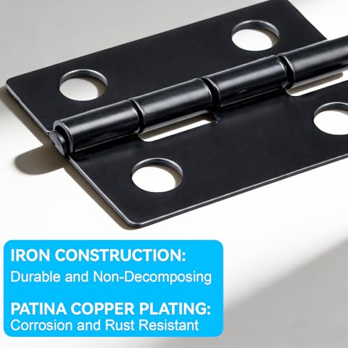 50Pcs 18 x 15mm Small Hinges with 200 Screws, Black Mini Hinges for Wooden Box, Jewelry Box, Picture Frame and DIY Projects