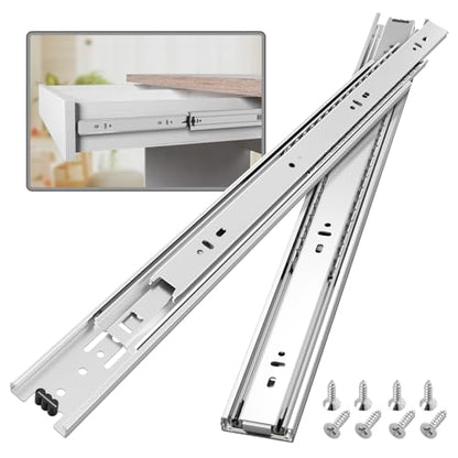 1 Pair Full Extension Ball Bearing Drawer Slides 8 10 12 14 16 18 20 22 24 Inch 100 LB Load Capacity Side Mount File Cabinet Rails Dresser Metal Runner Trash Can Kitchen (12 inch, Silver) - color: Silver, size: 12 Inch