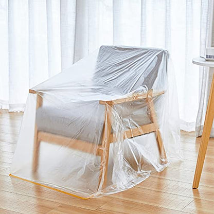 4 Rolls 8 x 66 Feet Plastic Sheeting, Painters Plastic Drop Cloths for Painting, Pre-Taped Masking Film Tape and Drape for Automotive Painting Covering, Furniture Floor Dustproof Cover - size: 8 X 66 Feet