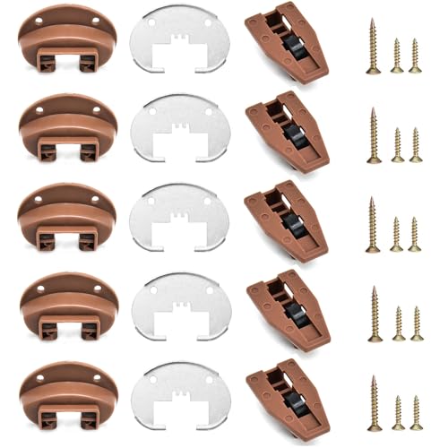 Surf turtle 5 Pack Drawer Slide Track Guide Glide, Compatible with Kenlin Rite-Trak II 168 Replacement Track, Center Mount Drawer Hardware for Dresser, Hutch, Nightstand - style: 5 Pack/With Metal Brackets