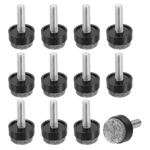 uxcell 12 Pcs Adjustable Furniture Leg Levelers, M6 x 1" x 0.8" Threaded Screw-in Leveling Feet Pad Floor Protector for Tables Cabinets Chairs Sofa Outdoor Furniture Feet, Black - size: M6 x 1" x 0.8"