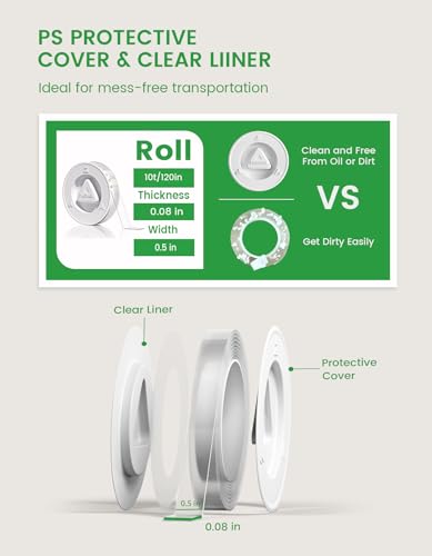 Double Sided Tape Heavy Duty, Double Sided Mounting Tape, Strong Heavy Duty Double Sided Tape for Walls Clear Hanging Adhesive Strips (10FT+0.5in+0.08in) - size: thick