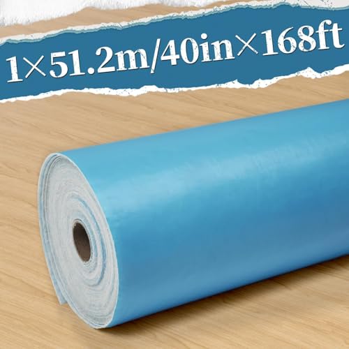 40" x 168' Temporary Floor Protection, 560 sqft Coverage, Easily Applied, Shields Hardwood, Tile & Hard Surfaces, Ideal for Renovation, Painting & Construction Projects, Blue.