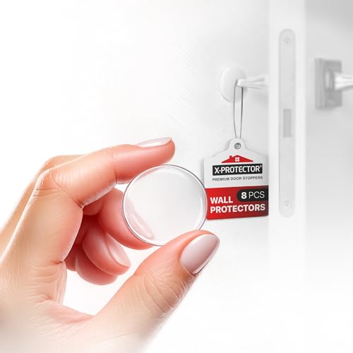 X-Protector Door Stoppers for Wall - 8 PCS, 1" - Self-Stick Door Knob Wall Protector - Silicone Wall Protectors from Door Knobs - Door Stopper Wall Protector from Furniture, Doors & Other Objects! - size: Clear, 1", 8 pcs
