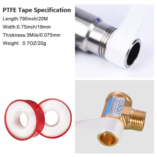 GCQ Teflon Thread Seal Tapes，PTFE Thread Seal Tape for Plumbers Sealant Tape for Leak Water Pipe Thread 3/4 inch x 790 inch (5 Pack/White) - size: 3/4-790inch（5 pack）