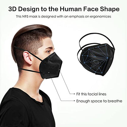 N95 Mask NIOSH Approved 100-Pack, Particulate Respirator N95 Face Masks Universal Fit - Individually Wrapped, Black - color: Black - 100 Pack