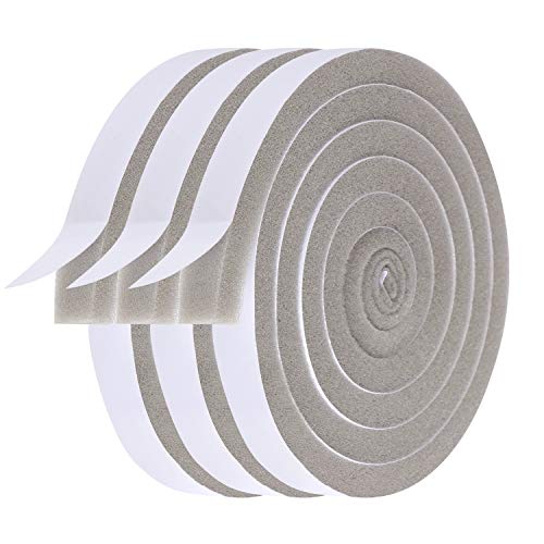 Foam Weather Stripping-3 Rolls,1/2 Inch Wide X 1/2 Inch Thick Total 20 Feet Long, Adhesive Air Conditioner Insulation for Doors and Window(6.5ft x 3 Rolls) - color: Gray, size: 1/2" (W) X 1/2" (T) X 20' (L)