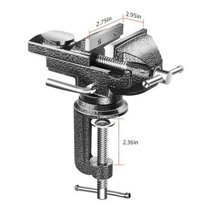 Professional Vise Table, 360° Rotation Work Clamp-On Vise, Versatile Use, Heavy Duty Construction for Woodworking, Metalworking, Handcraft (2.8 Inch) - size: 2.8 Inch