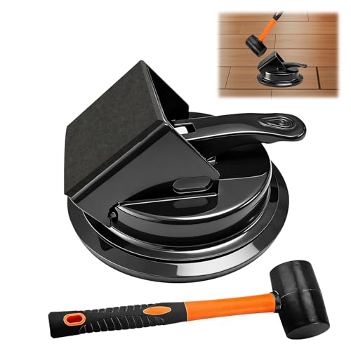 Heavy Duty Gap Fixer Tool for Laminate Flooring - Laminate Floor Gap Repair Tool with Heavy-Duty Floor Suction Cup and Rubber Hammer,for Laminate and Vinyl Flooring - color: Black