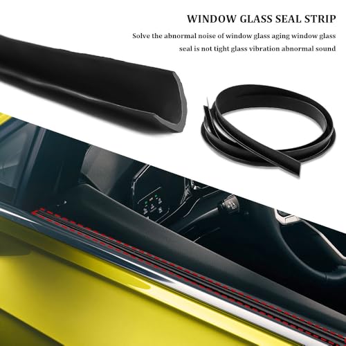 13Ft Car Door Rubber Seal Strip, Window Seal, Self Adhesive Window Trim Molding with Installation Tool, Automotive V-Shaped Rain & Dustproof Window Sealing Strip Universal for Most Cars