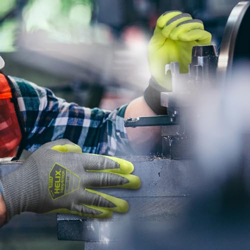 HexArmor Safety Gloves | Breathable, Flexible, and Sustainable | Hi-Vis Palm | A6-level Cut Resistance | Helix 3014 - size: Large (Pack Of 1 Pair)