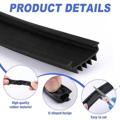 Nuanchu 1 PC 36 Inch Hardware U Shaped Rubber Door Bottom Sweep Weather Stripping Seal for Exterior/Front Doors Weatherproof & Noise Reducing Includes Rubber Door Seal Bottom Only (Black) - size: 36 Inch
