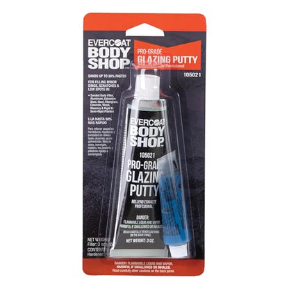 Evercoat Body Shop 105021 Pro-Grade Glazing Putty, Stain Resistant for Minor Imperfections and Low Spots in Aluminum, Fiberglass & More, Cream Hardener Included 3 Fl Oz. - size: 3 Fl Oz., style: Glazing Putty