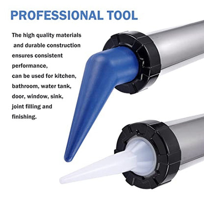 10PACK Sausage Caulk Guns Nozzle Kit,2PCS Aluminum Front Cap & 8PCS Cone Nozzle,for Caulking Guns Nozzle Applicator Caulk Cap Replacement