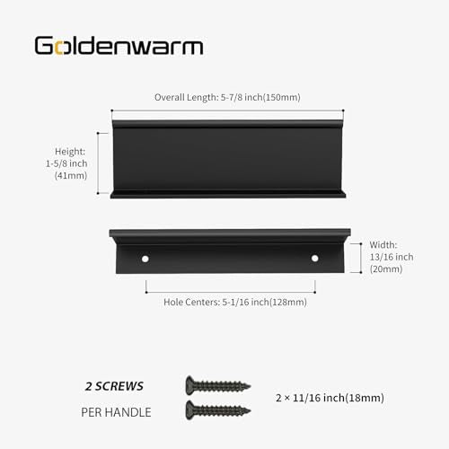 goldenwarm 5 Pack Black Finger Edge Pulls Drawer Finger Pulls Matte Black Kitchen Hardware Handles Bedroom Dresser Drawers,5in Hole Center - color: Black, size: 5-1/16in(128mm) Hole Centers