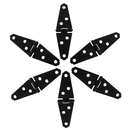 Piutouyar 6 Pcs Heavy Duty Black Iron Strap Hinges, 2 Inch Shed Hinges Cabinet Latch Door Gate Hinges with Mounting Screws - color: Black