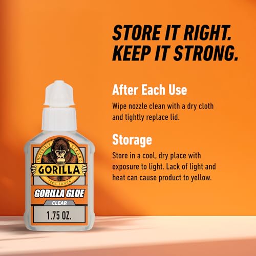 Gorilla Clear Glue, 1.75 Ounce Bottle (Pack of 2) - Crystal Clear, All Purpose, and Water Resistant - size: 2 - Pack, style: 1.75 Ounce