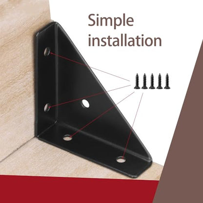 4 Pcs Trapeziform Angle Brackets, Shelf Brackets Heavy Duty Triangular Bracket Fastener, Cold Rolled Steel Braces Joining Support for Desk Bed Edge (Black), SJ2-WDQ-4P - color: 4Pcs M:5.5 x 4.2 x 1.6 Black