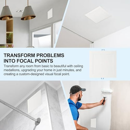 uxcell Square Ceiling Cover Plate, Recessed Lights Hole Trim Plate Wall Hole Spring Mount Decorative Flat Cap Access Panel for Ceiling or Wall 6x8 Inch Openings, Matte White - size: Fits: 6x8inch(150x200mm)
