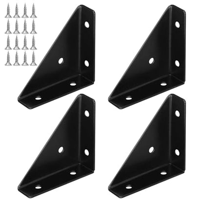 4Pcs Corner Brace Brackets,Cabinet Corner Bracket with Screws,Right Angle Shelf Bracket,Corner Protector for Furniture,Brace Bracket for Table,Bed,Cabinet,Shoe Rack,Bookshelf ﻿
