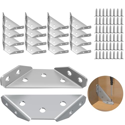 12 Pcs Braces Joist Hangers, Stainless Steel Corner Brackets for Wood, Cabinet Bracket Angle Brackets for Wood Furniture Corner Connectors L Bracket - size: 12 Pcs