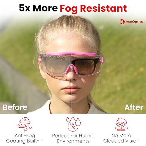 Safety Glasses & Goggles – ANSI Z87, Adjustable, 5X Anti-Fog ClearShield™ Lenses, Includes Premium EVA Hard Case - color: Pink